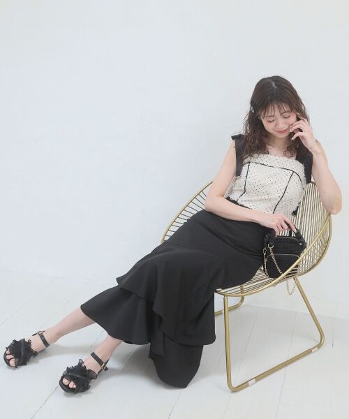 MAJESTIC LEGON / マジェスティックレゴン ロング・マキシ丈ワンピース | 肩リボンバイカラーマーメイドワンピ | 詳細22