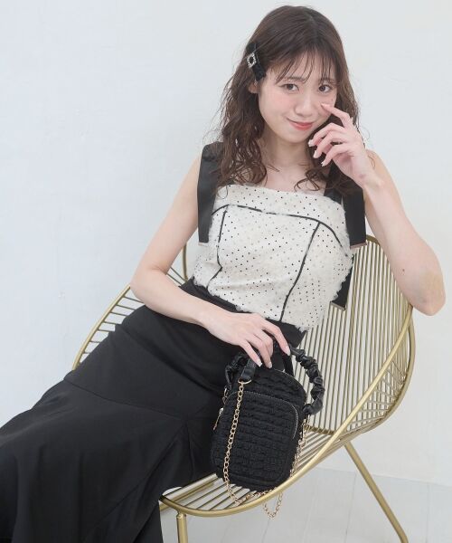 MAJESTIC LEGON / マジェスティックレゴン ロング・マキシ丈ワンピース | 肩リボンバイカラーマーメイドワンピ | 詳細24