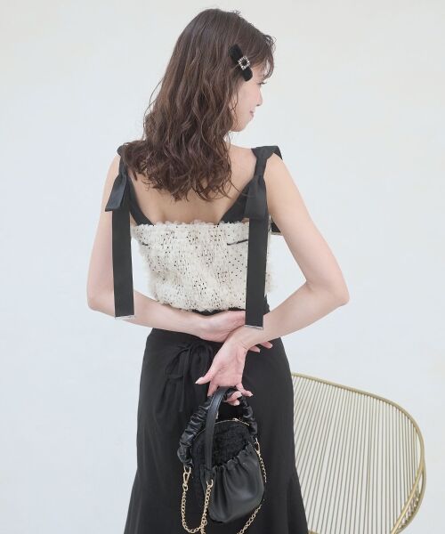 MAJESTIC LEGON / マジェスティックレゴン ロング・マキシ丈ワンピース | 肩リボンバイカラーマーメイドワンピ | 詳細26