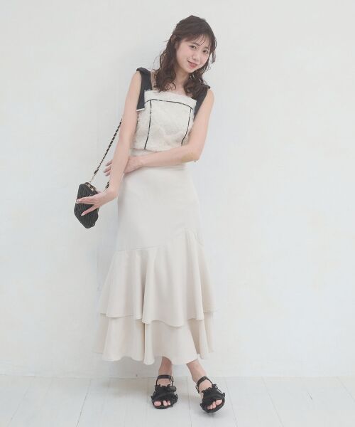 MAJESTIC LEGON / マジェスティックレゴン ロング・マキシ丈ワンピース | 肩リボンバイカラーマーメイドワンピ | 詳細3