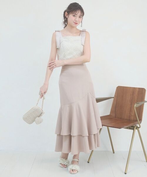 MAJESTIC LEGON / マジェスティックレゴン ロング・マキシ丈ワンピース | 肩リボンバイカラーマーメイドワンピ | 詳細7