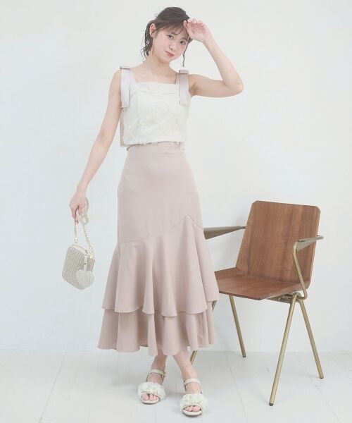 MAJESTIC LEGON / マジェスティックレゴン ロング・マキシ丈ワンピース | 肩リボンバイカラーマーメイドワンピ | 詳細8