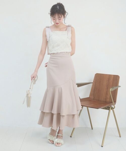 MAJESTIC LEGON / マジェスティックレゴン ロング・マキシ丈ワンピース | 肩リボンバイカラーマーメイドワンピ | 詳細9