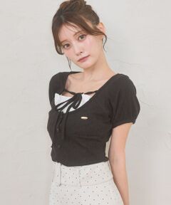 MAJESTIC LEGON / マジェスティックレゴン カットソー | リボンレイヤードライク半袖トップス