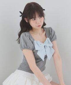 MAJESTIC LEGON / マジェスティックレゴン カットソー | ビッグリボンレイヤードトップス