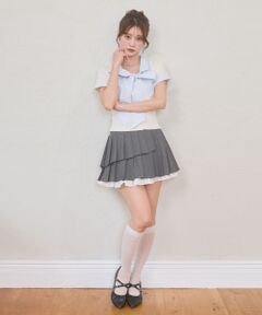MAJESTIC LEGON / マジェスティックレゴン ミニ・ひざ丈スカート | 裾フリルプリーツミニスカパン
