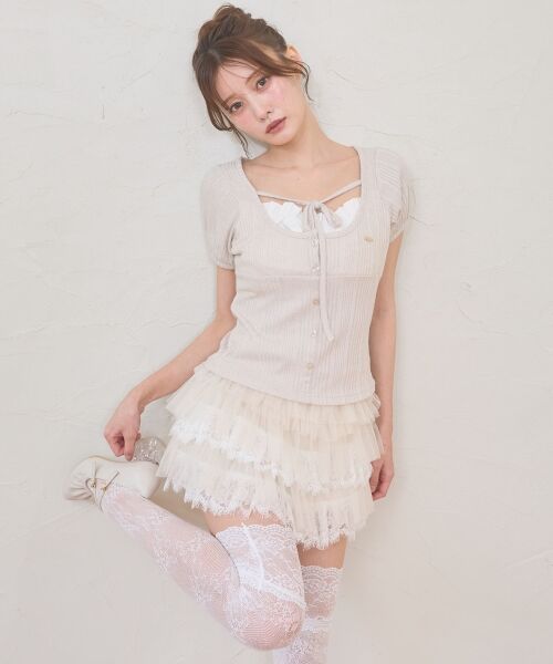 MAJESTIC LEGON / マジェスティックレゴン ミニ・ひざ丈スカート | チュールレースフリルミニスカパン | 詳細13