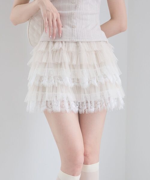 MAJESTIC LEGON / マジェスティックレゴン ミニ・ひざ丈スカート | チュールレースフリルミニスカパン | 詳細16