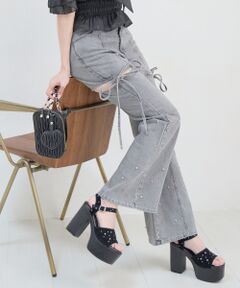 MAJESTIC LEGON / マジェスティックレゴン デニムパンツ | スリットビジューフレアデニムパンツ