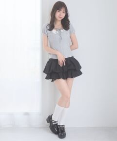 MAJESTIC LEGON / マジェスティックレゴン ミニ・ひざ丈スカート | 裾レースバルーンミニスカパン