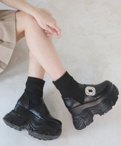 MAJESTIC LEGON / マジェスティックレゴン ブーツ（ショート丈） | ビジューリブ厚底スニーカーブーツ