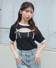 MAJESTIC LEGON / マジェスティックレゴン カットソー | デコルテオープンラインストーントップス
