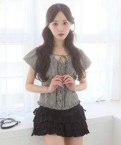 MAJESTIC LEGON / マジェスティックレゴン シャツ・ブラウス | バリエコンパクト半袖フリルブラウス