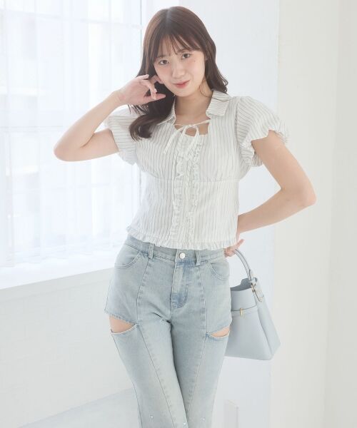 MAJESTIC LEGON / マジェスティックレゴン シャツ・ブラウス | バリエコンパクト半袖フリルブラウス | 詳細5