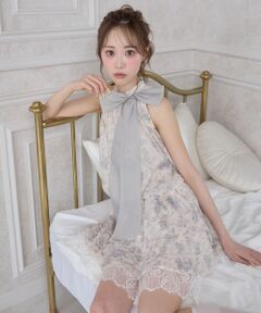 MAJESTIC LEGON / マジェスティックレゴン ミニ丈・ひざ丈ワンピース | ビジューネックアメスリミニワンピ