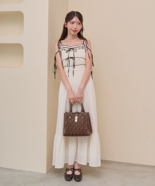 MAJESTIC LEGON / マジェスティックレゴン ミニ丈・ひざ丈ワンピース | バイカラービジューキャミワンピース | 詳細11