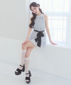 MAJESTIC LEGON / マジェスティックレゴン ミニ丈・ひざ丈ワンピース | レース使いラメプリーツセットアップ
