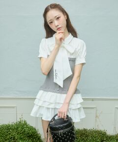 ビッグリボンコルセット風ミニワンピ
