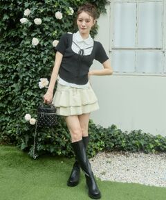 MAJESTIC LEGON / マジェスティックレゴン ミニ・ひざ丈スカート | バイカラーステッチスカパン