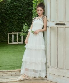 MAJESTIC LEGON / マジェスティックレゴン ミニ丈・ひざ丈ワンピース | レーストリミングチュールキャミワンピ