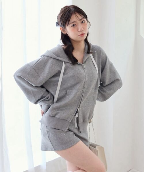 MAJESTIC LEGON / マジェスティックレゴン パーカー | ダブルジップラメミディパーカー（グレー）
