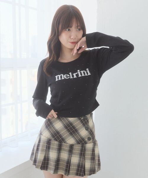 MAJESTIC LEGON / マジェスティックレゴン Tシャツ | サイドギャザーキラキラロゴTシャツ（ブラック）