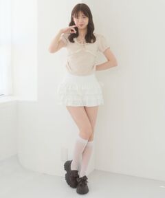 MAJESTIC LEGON / マジェスティックレゴン ミニ・ひざ丈スカート | カットティアードフリルスカパン