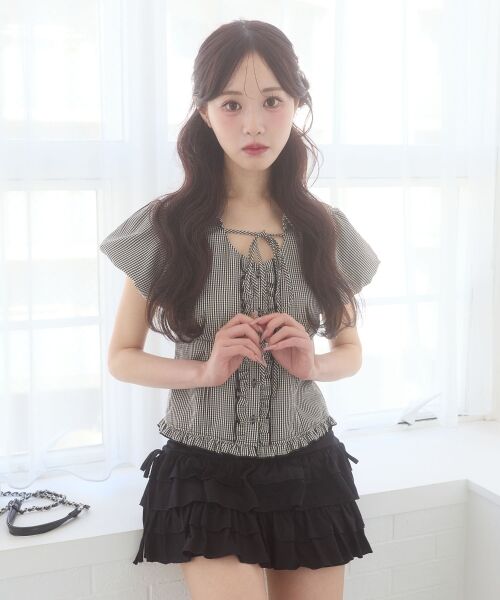 MAJESTIC LEGON / マジェスティックレゴン ミニ・ひざ丈スカート | カットティアードフリルスカパン | 詳細20