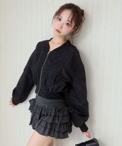 MAJESTIC LEGON / マジェスティックレゴン ブルゾン | ラインストーンショートブルゾン