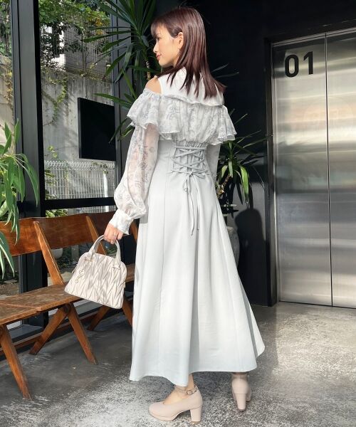 MAJESTIC LEGON / マジェスティックレゴン ロング・マキシ丈ワンピース | ウエストきゅっとフリルワンピース | 詳細29