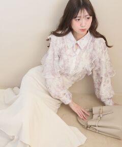 MAJESTIC LEGON / マジェスティックレゴン シャツ・ブラウス | 襟付きエアリーフリルブラウス