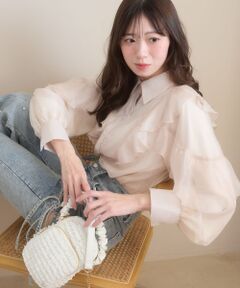 MAJESTIC LEGON / マジェスティックレゴン シャツ・ブラウス | 襟付きエアリーフリルブラウス