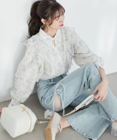 MAJESTIC LEGON / マジェスティックレゴン シャツ・ブラウス | 襟付きエアリーフリルブラウス