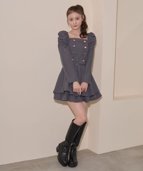 MAJESTIC LEGON / マジェスティックレゴン ミニ丈・ひざ丈ワンピース | ナポレオンデザイン長袖ワンピース | 詳細14