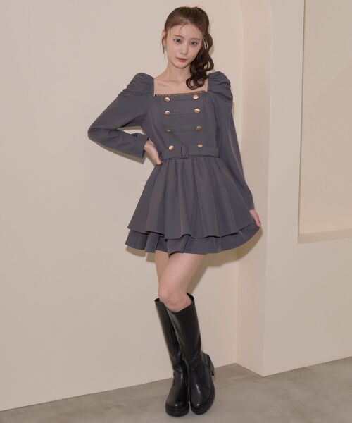 MAJESTIC LEGON / マジェスティックレゴン ミニ丈・ひざ丈ワンピース | ナポレオンデザイン長袖ワンピース | 詳細15
