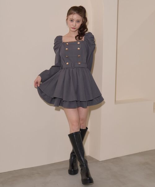 MAJESTIC LEGON / マジェスティックレゴン ミニ丈・ひざ丈ワンピース | ナポレオンデザイン長袖ワンピース | 詳細16