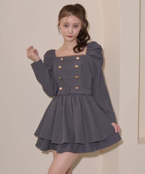MAJESTIC LEGON / マジェスティックレゴン ミニ丈・ひざ丈ワンピース | ナポレオンデザイン長袖ワンピース | 詳細17