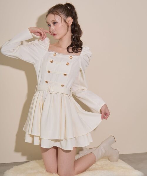 MAJESTIC LEGON / マジェスティックレゴン ミニ丈・ひざ丈ワンピース | ナポレオンデザイン長袖ワンピース | 詳細3