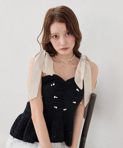 MAJESTIC LEGON / マジェスティックレゴン ネックレス・ペンダント・チョーカー | ローズ×リボン2連ネックレス | 詳細7