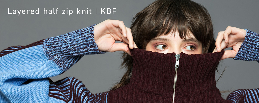 【KBF】 layered half zip knit