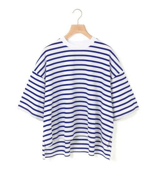 MARMARMAR / マーマーマー カットソー | MARMARMAR クルーネックワイドTシャツ（オフホワイト×ブルーA(color31A)）