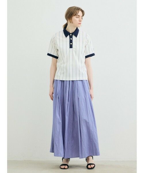 MARMARMAR / マーマーマー シャツ・ブラウス | MARMARMAR FILA ストライプポロ（ホワイト×ネイビーストライプ(color11)）