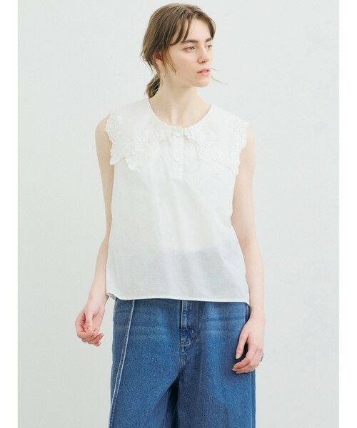 MARMARMAR / マーマーマー シャツ・ブラウス | MARMARMAR レースカラーノースリーブシャツ | 詳細6