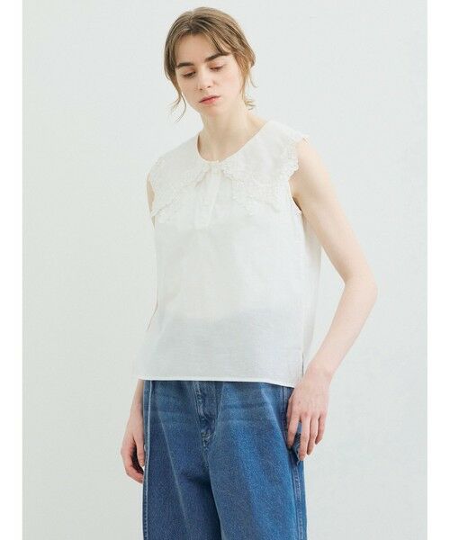 MARMARMAR / マーマーマー シャツ・ブラウス | MARMARMAR レースカラーノースリーブシャツ | 詳細7
