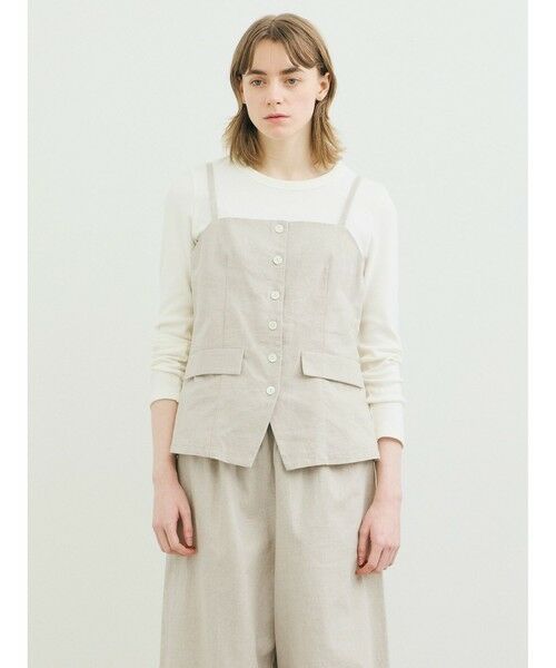 MARMARMAR / マーマーマー ベスト | MARMARMAR リネン混ビスチェ風ベスト | 詳細5