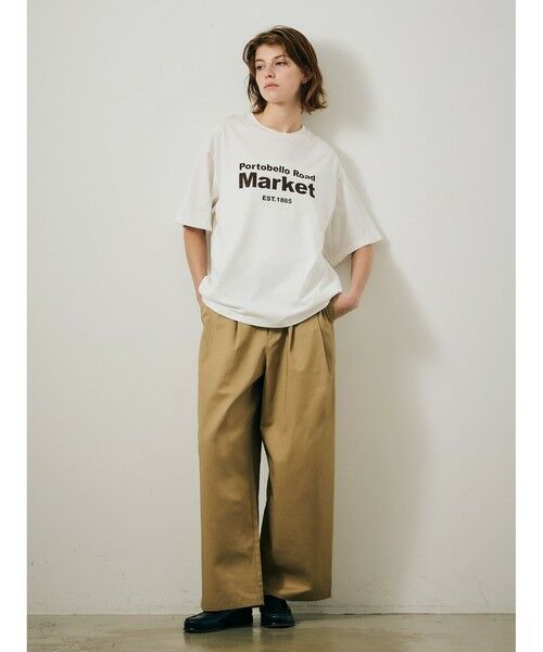 MARMARMAR / マーマーマー Tシャツ | MARMARMAR プリントTシャツ(market)（ホワイト×ブラウン(color44)）