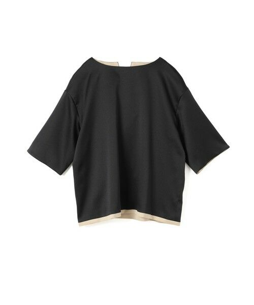 MARMARMAR / マーマーマー カットソー | MARMARMAR サテンTシャツ（ブラック×ベージュ(color99)）
