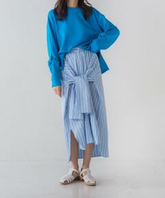 【socolla】シャンブレーストライプ2WAYチュニックシャツ≪洗濯機で洗える≫