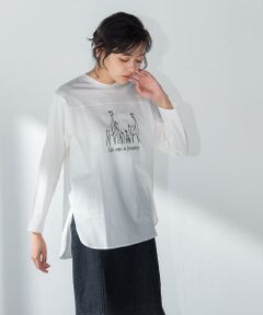 【socolla】ジラフラインロングスリーブTシャツ≪洗濯機で洗える≫