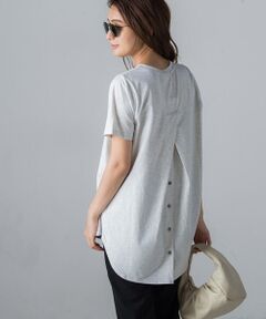 バック釦デザインTシャツ≪手洗い可能≫